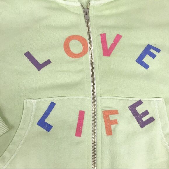 WILDFOX Love Life Kinley Hoodie Cropped Jacket Zip Front Green Size Small New - Picture 8 of 12